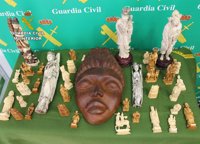 Intervenidas en Torre Pacheco varias piezas de marfil de elefante africano y ébano, especies protegidas