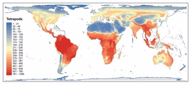 Primer atlas de distribución completa global de vertebrados 