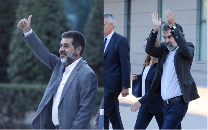 El president de l'ANC, Jordi Sànchez, i el d'Òmnium Cultural, Jordi Cuixart