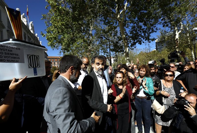 El president de l'ANC, Jordi Sànchez, i el d'Òmnium Cultural, Jordi Cuixart