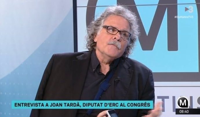 El diputado de ERC en el Congreso Joan Tardà, en una entrwevista de TV3