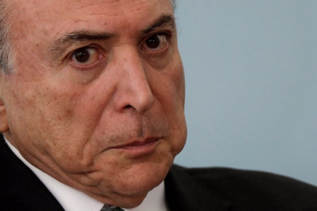 Brazil's President Michel Temer looks on during a ceremony in commemoration of t