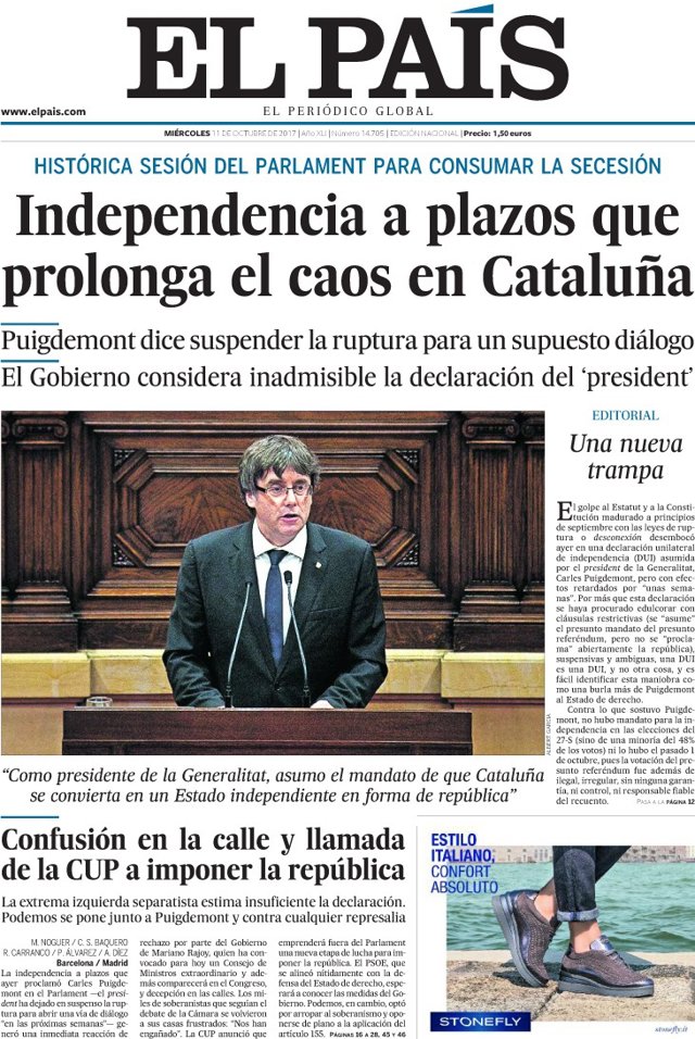 Portada de El País
