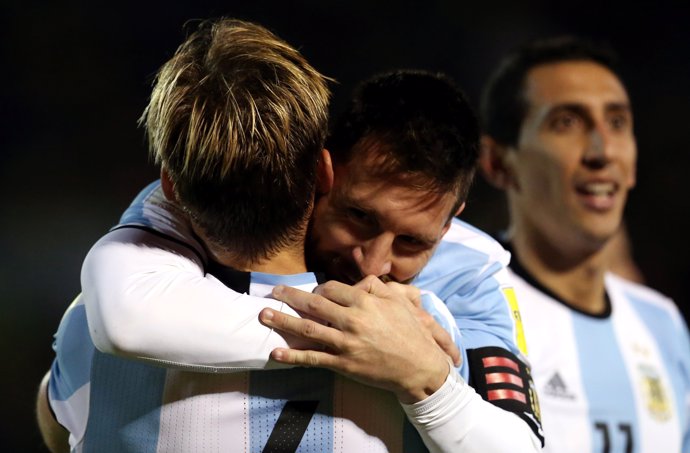 Messi celebra un gol durante el partido entre Argentina y Ecuador