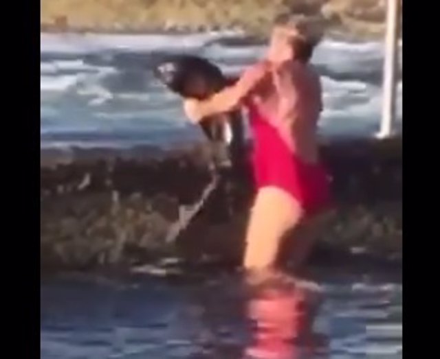 Esta mujer australiana coge un tiburón con sus propias manos 