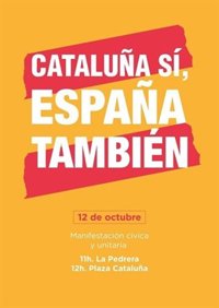Entidades contra la independencia conmemoran el 12-O con una manifestación a las 11 en Barcelona