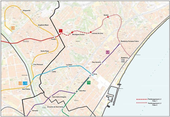 Prolongació de la Línia L1 del Metro a Badalona