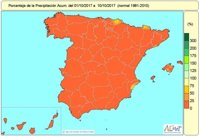 Los primeros diez días del año hidrológico apenas dejan un 3 por ciento de las lluvias que serían normales en ese plazo