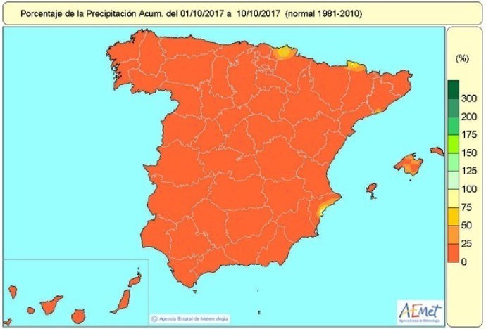Las lluvias acumulan un 97% de déficit en los primeros 10 días año hidrológico