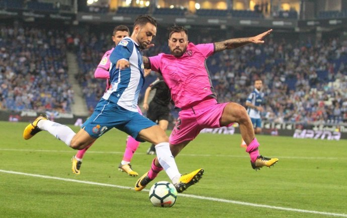 Sergio García, del Espanyol, en un momento del partido ante el Levante