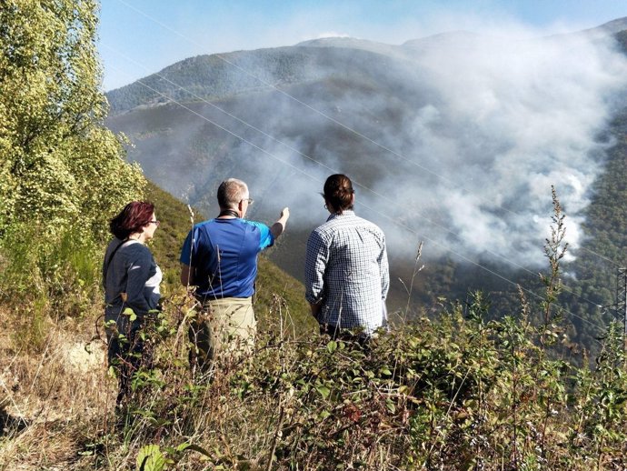 Diputados de Podemos observan incendios
