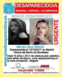 Desaparece una joven de 15 años en Moratalaz