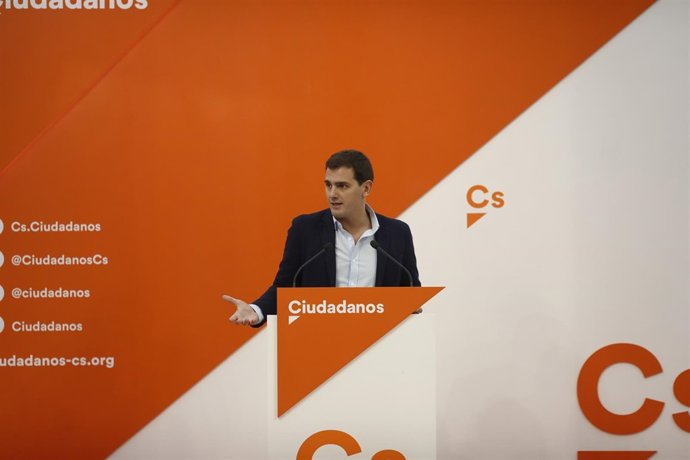 Rueda de prensa de Albert Rivera en la sede de Ciudadanos