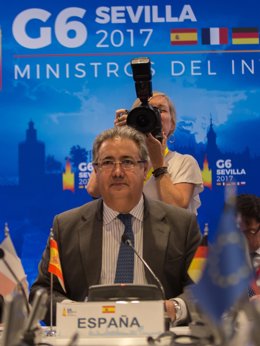 El ministre de l'Interior, Juan Ignacio Zoido, a la reunió del G6