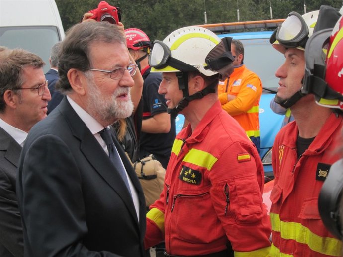 El presidente del Gobierno, Mariano Rajoy, en Pazos de Borbén                   