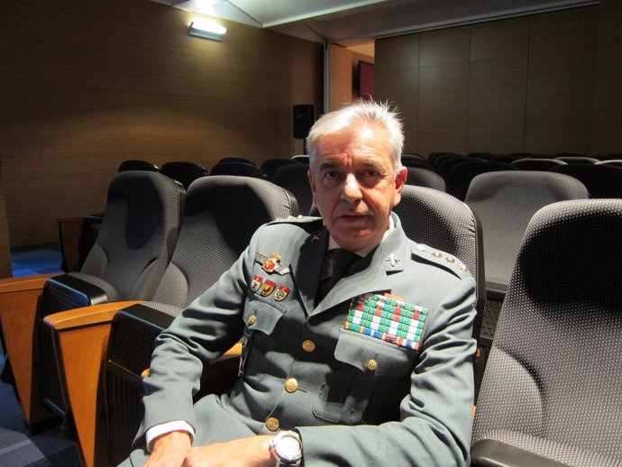 El coronel Manuel Sánchez Corbí, en un acto hoy en Zaragoza