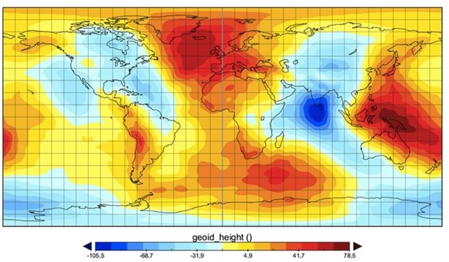 Mapa de modelización de la superficie geoide