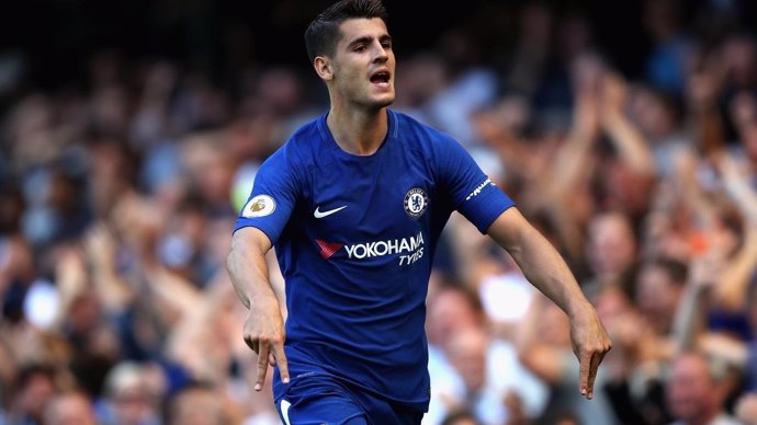 Morata celebra un gol con el Chelsea