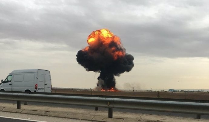 Accidente de un F-18 en Torrejón de Ardoz (Madrid)