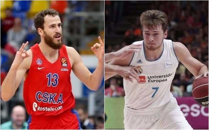 Sergio Rodríguez (CSKA) y Luka Doncic (Real Madrid)