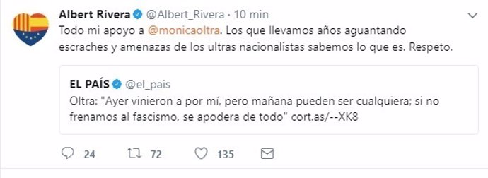Mensaje de Albert Rivera a Mónica Otra