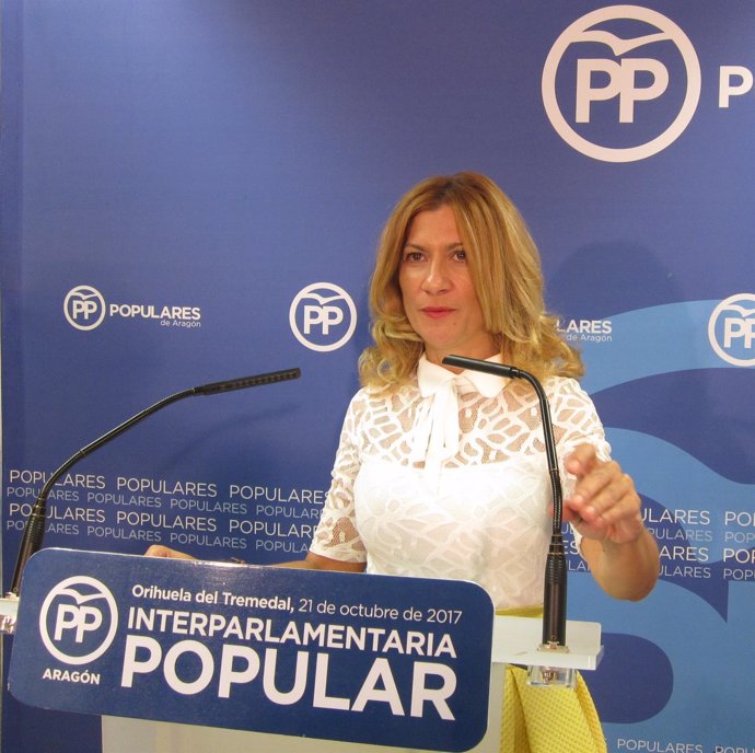 La portavoz parlamentaria del PP, Mar Vaquero, hoy en rueda de prensa