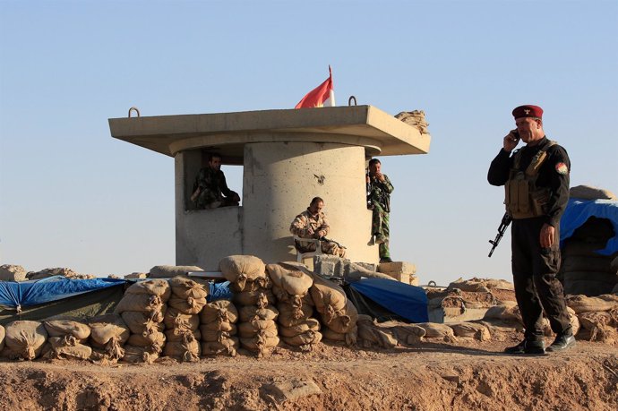 Combatientes peshmerga en Karez, cerca de Mosul