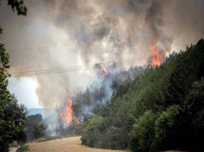 Imagen del incendio en Arazuri, del 4 de julio. 
