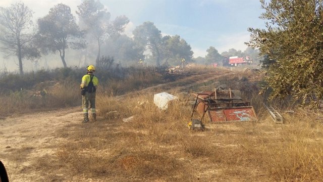 Un efectivo de Bomberos en las tareas de extinción