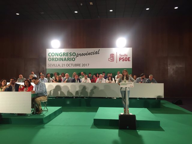 Verónica Pérez en el Congreso Provincial Ordinario del PSOE de Sevilla