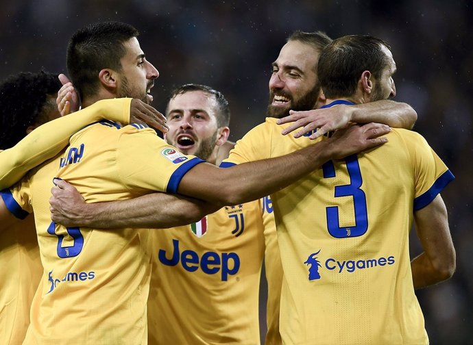 Los jugadores de la Juventus celebran uno de sus goles ante el Udinese
