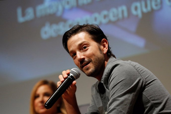Mexican actor Diego Luna gives a speech as he takes part in the launch of a UN c