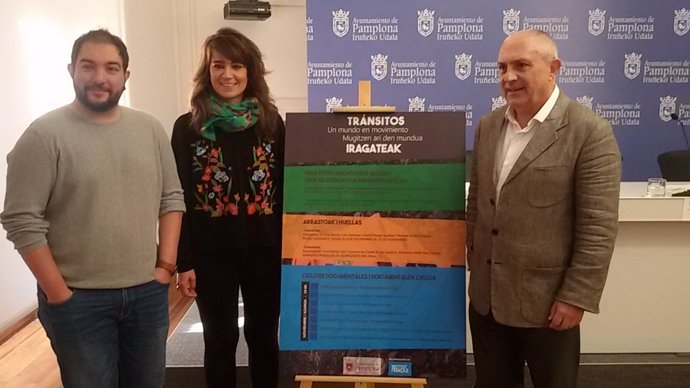 Dani Burgui, Maider Beloki y Raúl Medinabeitia presentan el ciclo 'Tránsitos'.