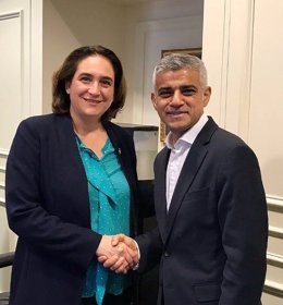 Trobada d'Colau amb l'alcalde de Londres, Sadiq Khan