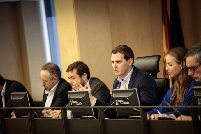 El president de Ciudadanos, Albert Rivera, en reunió del grup parlamentari