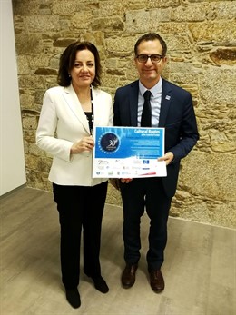 Otilia Requejo con el director del Instituto Europeo de Itinerarios Culturales 