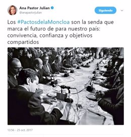 Ana Pastor rinde homenaje a los Pactos de la Moncloa 