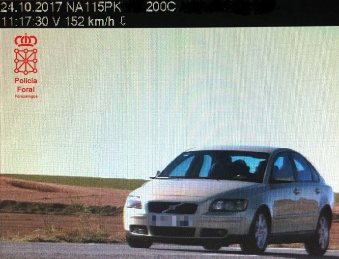Coche detectado a 152 km/h