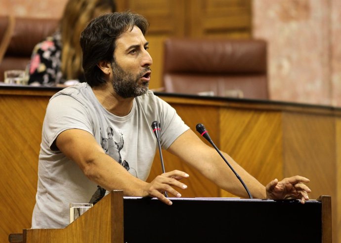 El diputado de Podemos Jesús Rodríguez, en el Pleno del Parlamento