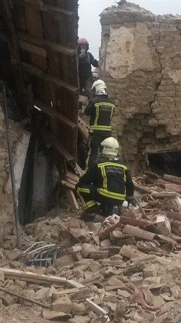 Casa derrumbada en Arazuri.