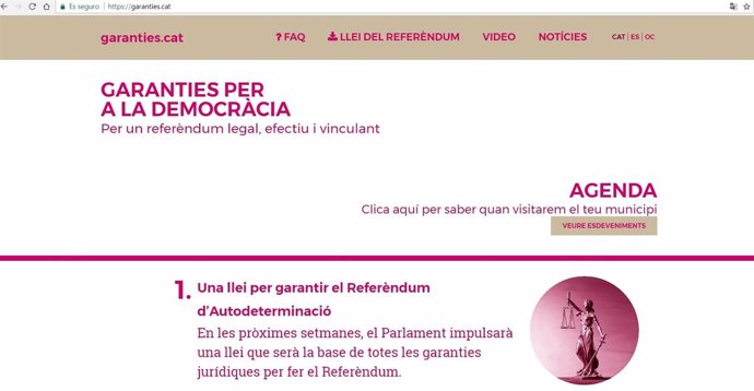 Captura de pantalla de la web garanties.Cat con información del referéndum. 