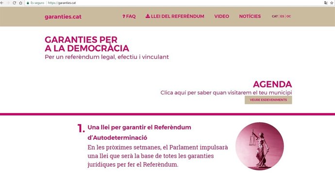 Captura de pantalla de la web garanties.cat amb informació del referèndum. 