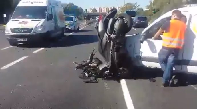 Estado en el que ha quedado la motocicleta accidentada