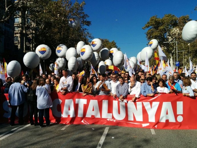 Capçalera de la manifestació de SCC a Barcelona