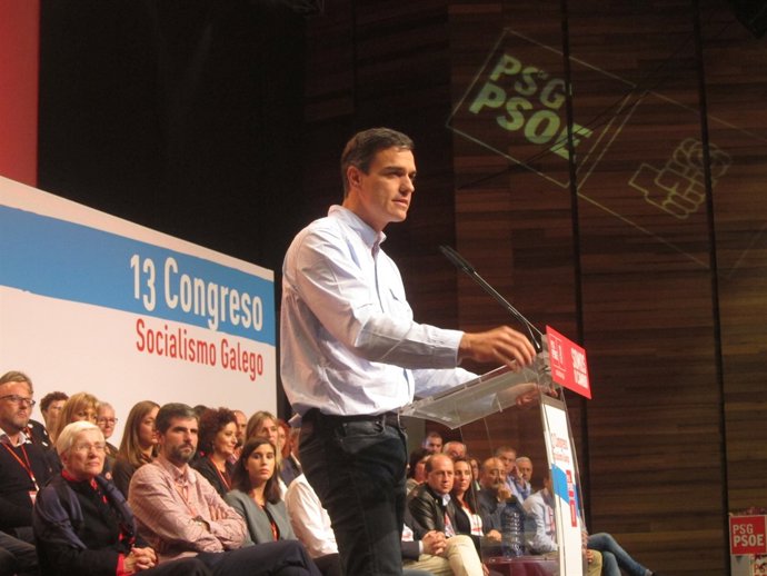 El líder del PSOE, Pedro Sánchez, intervé al Congrés del PSdeG