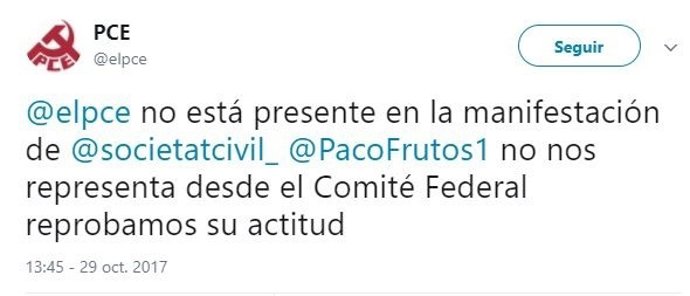 PCE reprova a Frutos