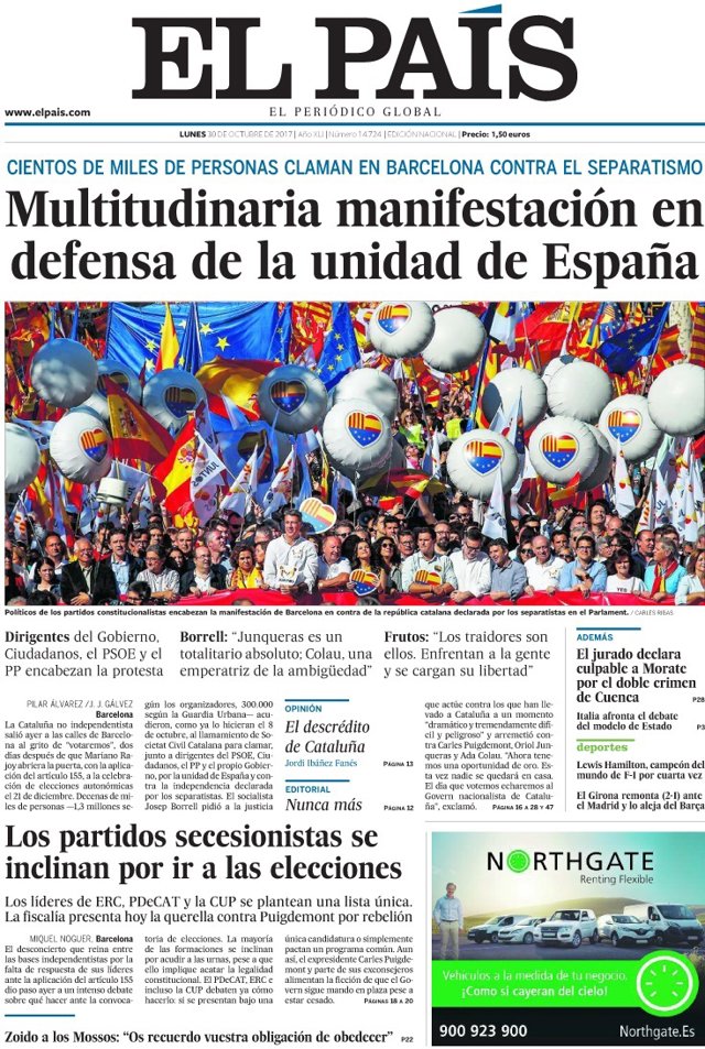 Portada de El País