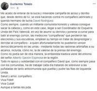 Willy Toledo critica el "acoso" al coordinador de EUPV destituido por supuestamente viajar a Cuba con dinero público