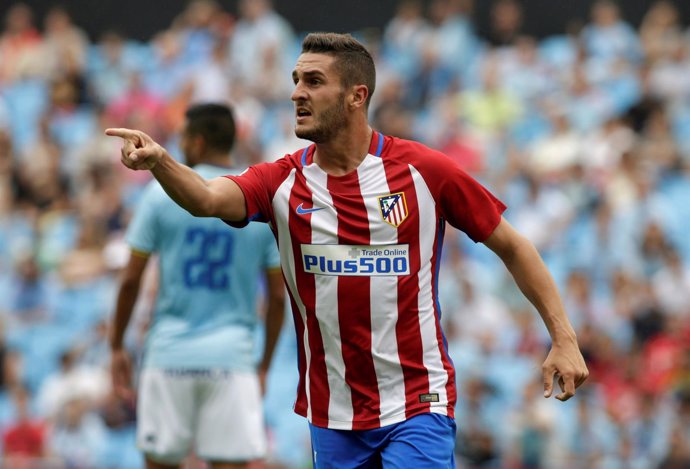 Koke celebra un gol con el Atlético de Madrid