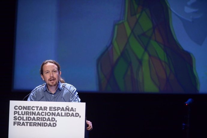 El secretario general de Podemos, Pablo Iglesias, en un acto en Madrid